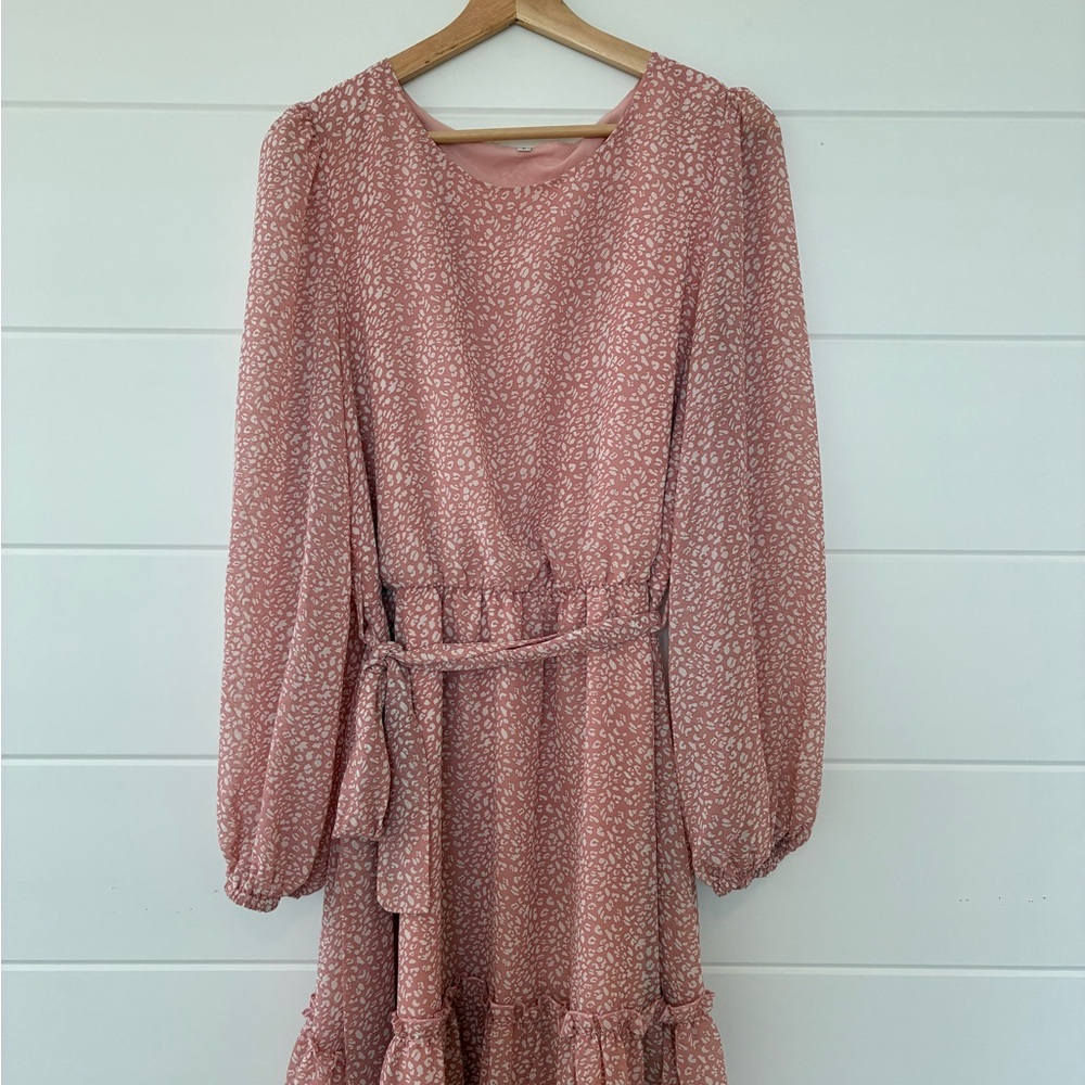Elegant Peach Pink Floral Women's Dress